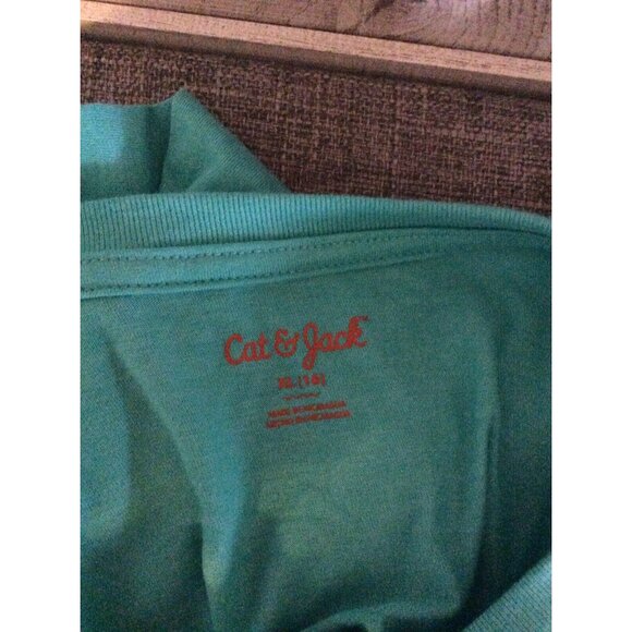 Cat & Jack Boys Shirts Size XL (16) Teal Green Dinosaur & Orange Long Sleeves - Picture 5 of 11